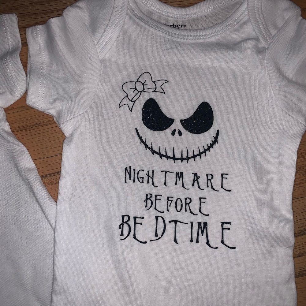 Custom Nightmare before Bedtime baby onesie